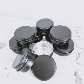 Zwarte blikjes | 20 ml | met schroefdop | vanaf 5 stuks