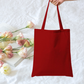 Katoenen tas | smiley + naam | met lange hengsels