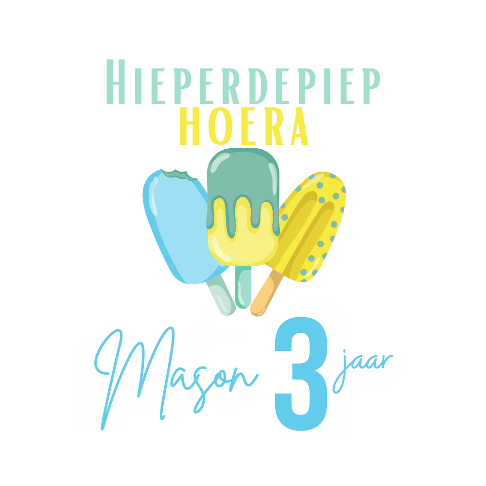Traktatie sticker | Ijsje + naam + leeftijd | 5 cm | vanaf 10 stuks