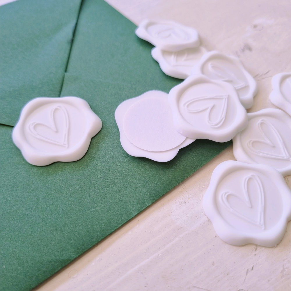 Wax zegel  | wit | hartje | 25 stuks