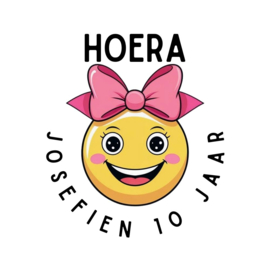 Smiley stickers, met naam + leeftijd, traktatie, 5 cm, 10 stuks