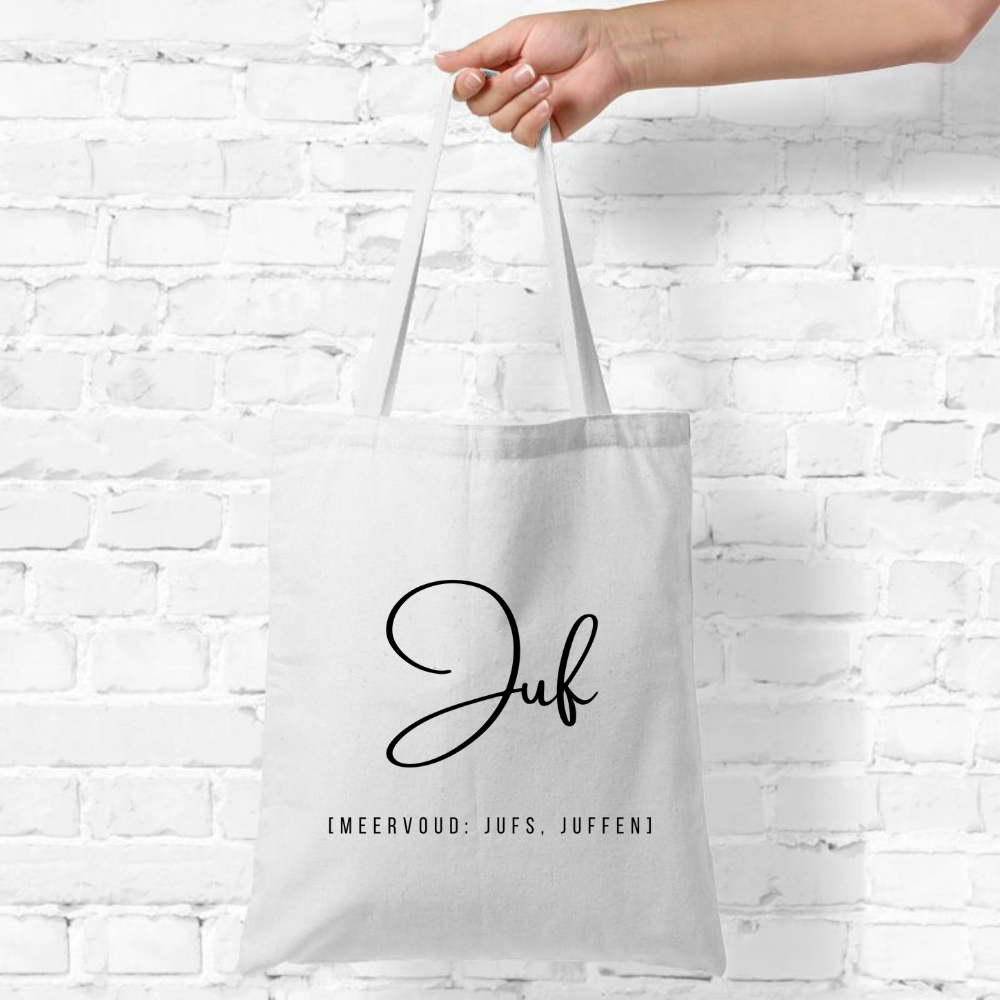Katoenen tas | Juf | met lange hengsels