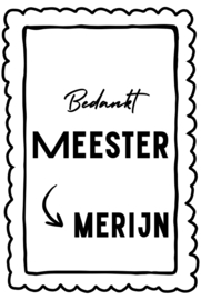 Label sticker | bedankt Meester + naam | 15 x 10 cm | vanaf 5 stuks