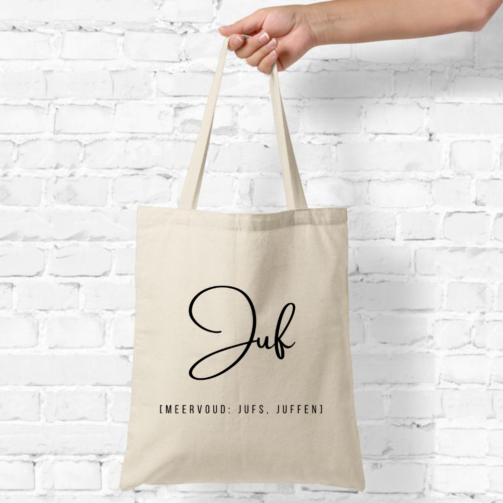 Katoenen tas | Juf | met lange hengsels