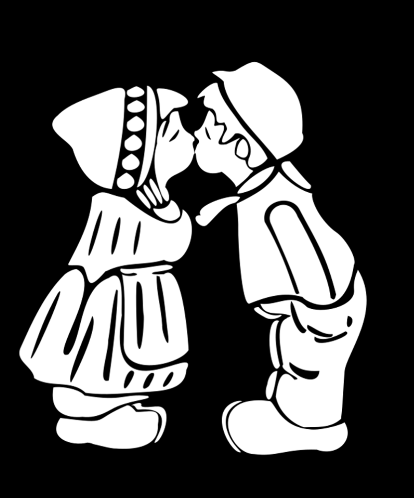 Sticker | Dutch kissing couple | 18 cm hoog