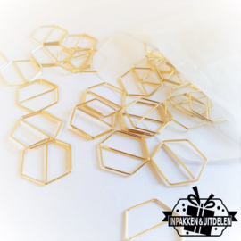 Zakje met 25 stuks - paperclips hexagon "Goud"