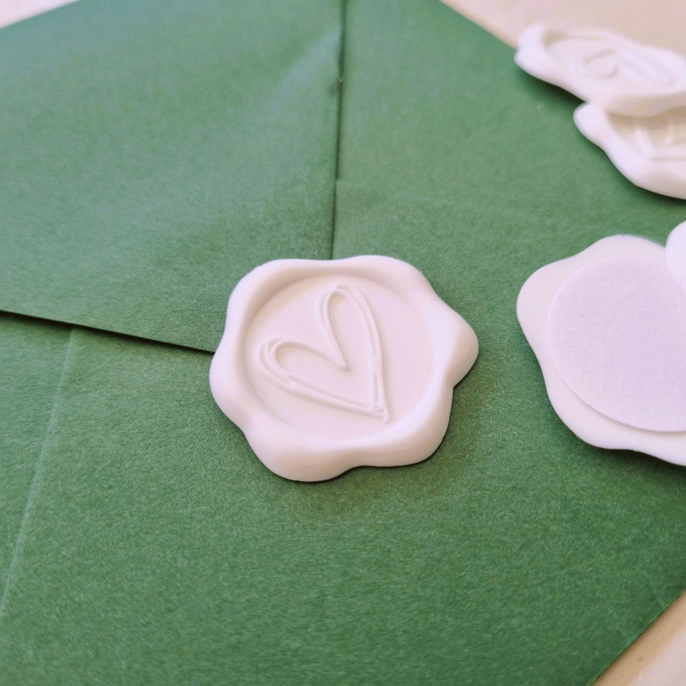 Wax zegel  | wit | hartje | 25 stuks