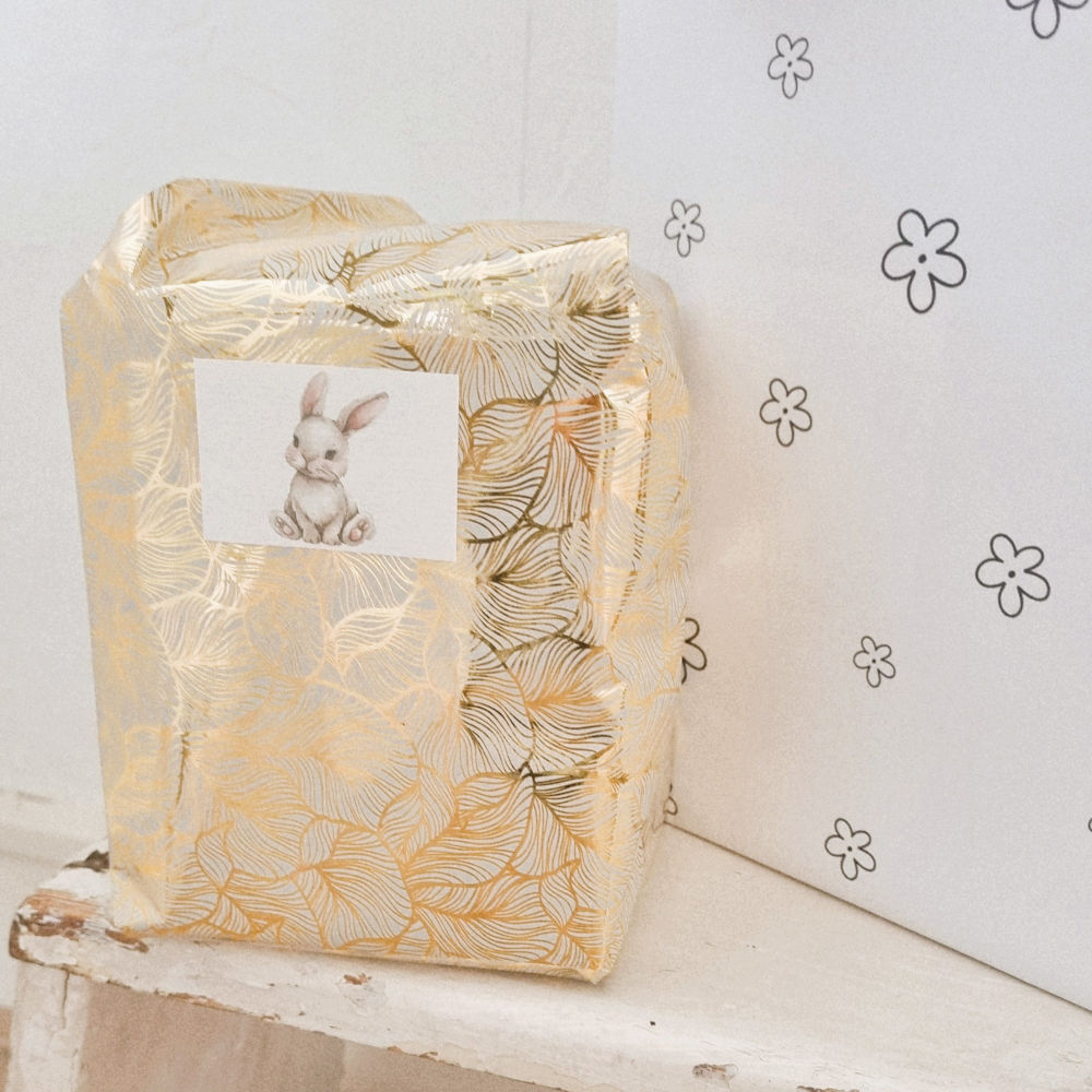 Inpakpapier luxe | wit/goud | 3 meter x 30 cm