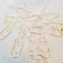Paperclips | met een hartje erin | goud | 2 x 1 cm | vanaf 25 stuks