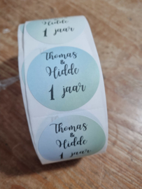 Traktatie stickers met naam en leeftijd, 5 cm, 10 stuks
