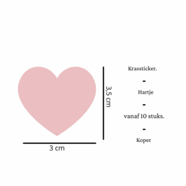 Krasstickers | hart | koper | 3 x 3,5 cm | vanaf 10 stuks