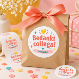 Bedankt Collega Stickers – Gepersonaliseerd | 3,5, 5 en 7,5 cm