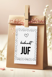 Label sticker | bedankt JUF | 15 x 10 cm | vanaf 5 stuks