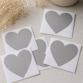 Krasstickers zilver hartje 6x7 cm - 10 stuks