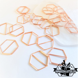 Zakje met 25 stuks - paperclips hexagon "Rosegold"