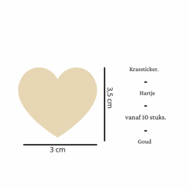 Krasstickers | hart | goud | 3 x 3,5 cm | vanaf 10 stuks