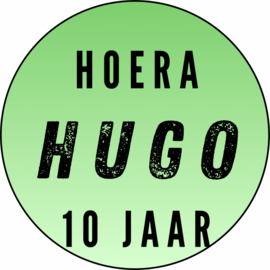 Traktatiestickers | HOERA [stoer] | + naam + leeftijd | div. varianten | 10 stuks