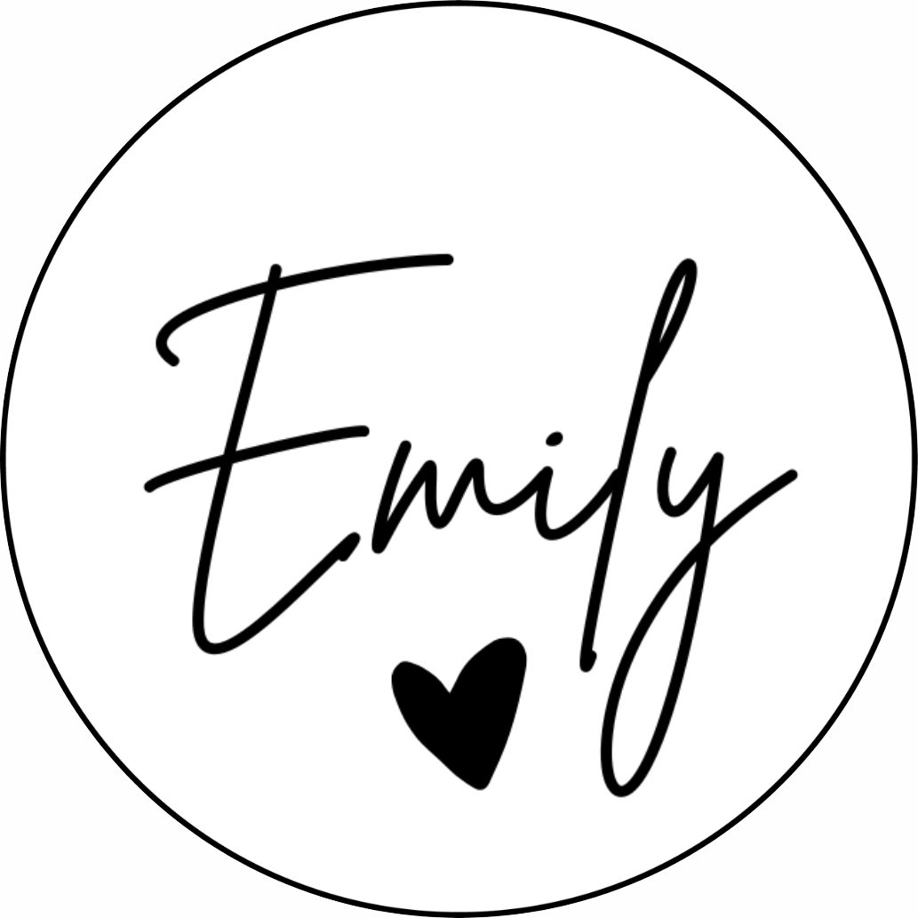 Stickers | met naam + ❤ | sierlijk | div. varianten | 10 stuks