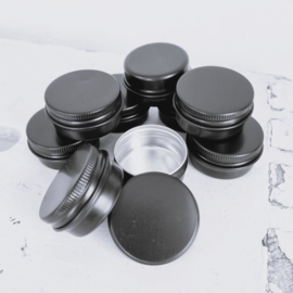 Zwarte blikjes | 20 ml | met schroefdop | vanaf 5 stuks