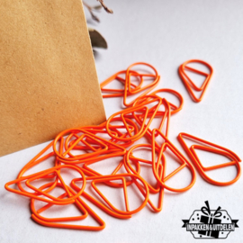 Paperclips | druppel | neon oranje | 2,5 x 1,5 cm | vanaf 25 stuks