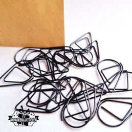 Paperclips | druppel | zwart | 2,5 x 1,5 cm | vanaf 25 stuks