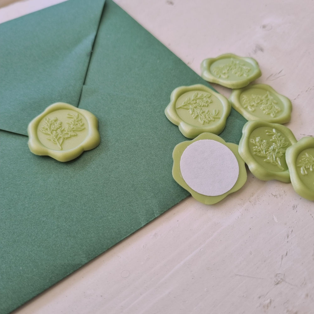 Wax zegel  | groen | eucalyptus | 25 stuks