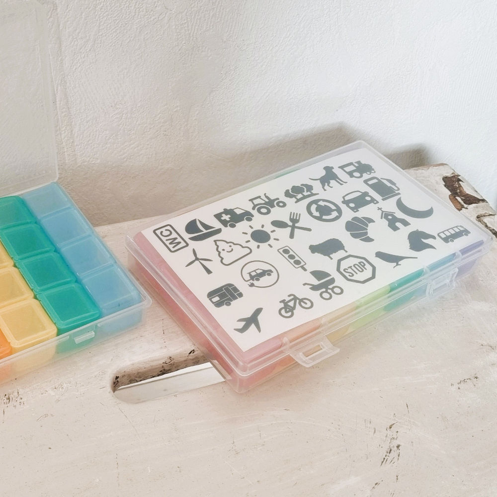Vakjes bakje + stickers auto bingo [2 cm]