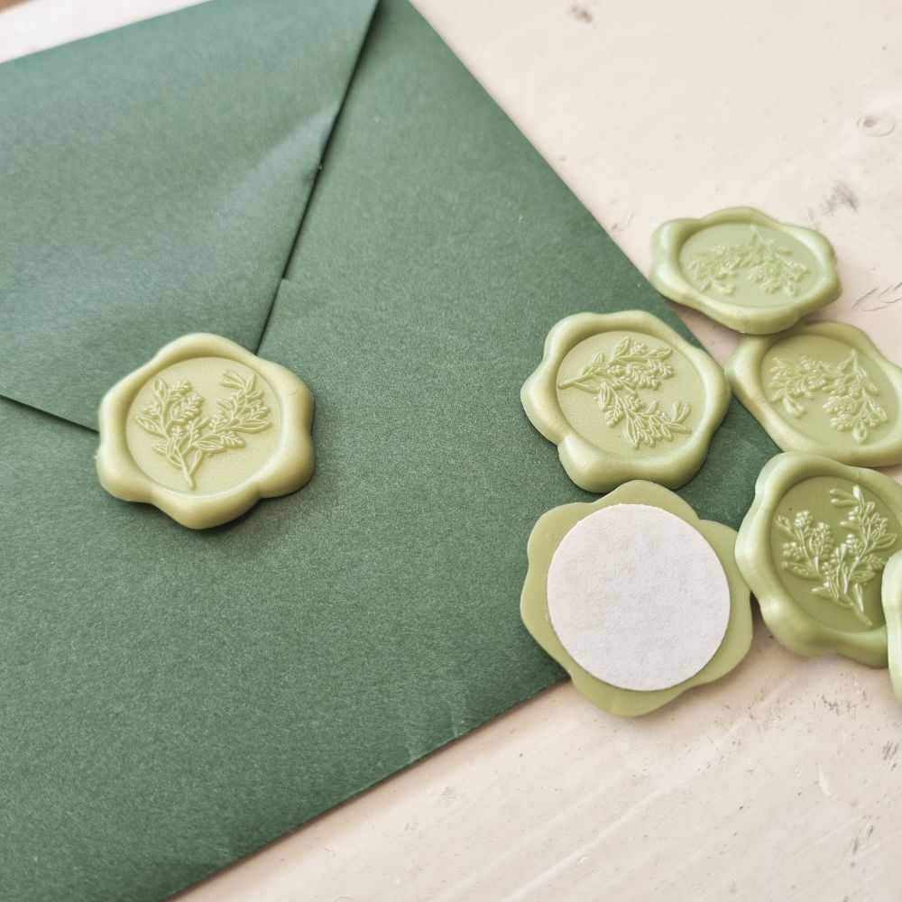 Wax zegel  | groen | eucalyptus | 25 stuks
