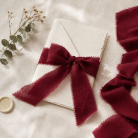 Chiffon Zijdelint Bordeaux – Gerafeld (5 meter)