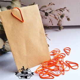 Paperclips | druppel | neon oranje | 2,5 x 1,5 cm | vanaf 25 stuks
