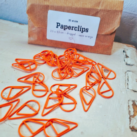 Paperclips | druppel | neon oranje | 2,5 x 1,5 cm | vanaf 25 stuks