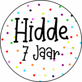 Traktatie stickers | polkadots | + naam + leeftijd | 24 stuks