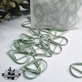 Zakje met 25 stuks - paperclips druppel "Sage Green"