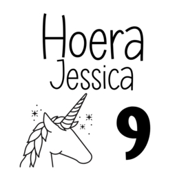 Unicorn stickers, traktatie naam + leeftijd, 10 stuks
