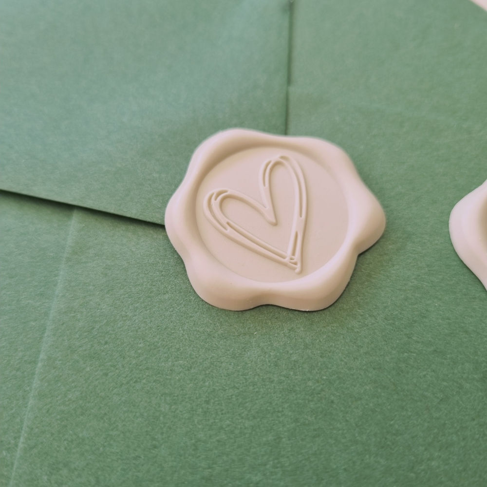 Wax zegel  | naturel | hartje | 25 stuks
