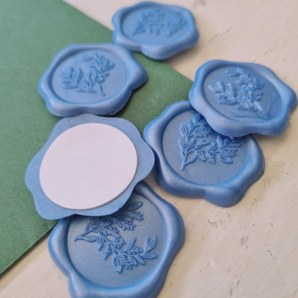 Wax zegel  | dusty bleu | eucalyptus | 25 stuks