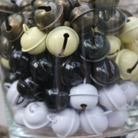 Kerstbelletjes met geluid | zwart - wit - brons - ivoor | 5 stuks