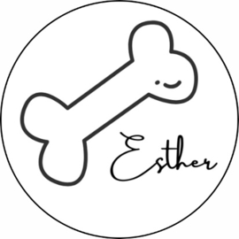 Traktatiestickers | hondenbotje | + naam | div. varianten | 10 stuks