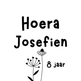 Verjaardags sticker bloemen - Hoera + Naam - is jarig\leeftijd