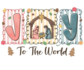 Strijk applicatie | Joy to the world | 25 x 15 cm