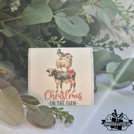 Kerst sticker: Christmas on the farm | vanaf 10 stuks