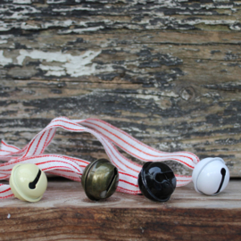 Kerstbelletjes met geluid | zwart - wit - brons - ivoor | 5 stuks