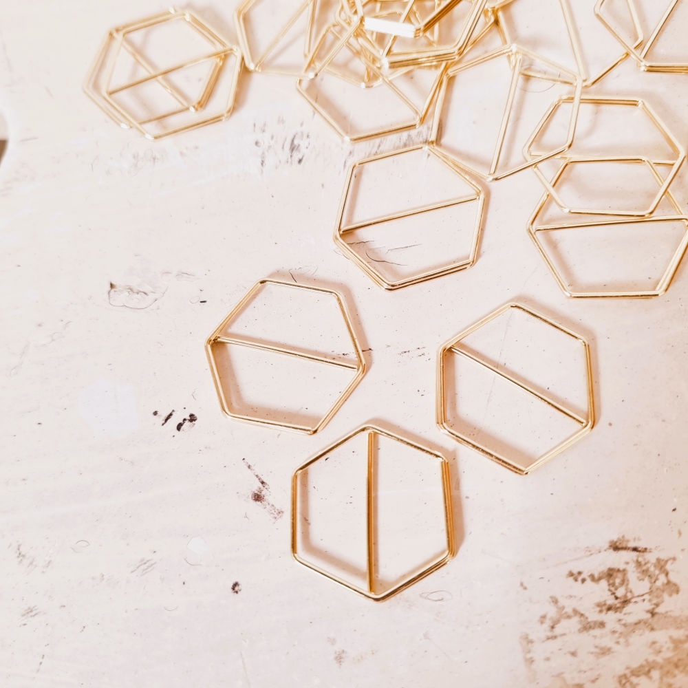 Paperclips | hexagon | goud | 2,5 x 2 cm | vanaf 25 stuks