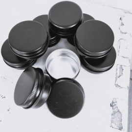 Zwarte blikjes | 20 ml | met schroefdop | vanaf 5 stuks