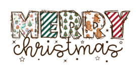 Strijk applicatie | Merry Christmas | 25 x 11,5 cm