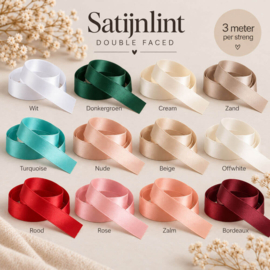 Satijnlint Double Faced – 16 & 25 mm – 3 meter – Diverse kleuren