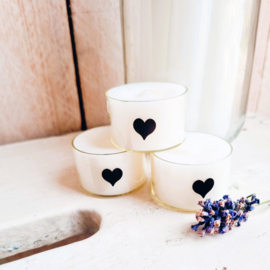 Waxinelichtjes met een hartje erop | set van 3 stuks
