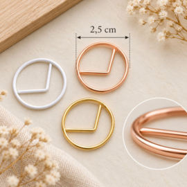 Ronde paperclips 2,5 cm – wit, roségoud & goud