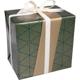 Inpakpapier luxe | groen/goud | 3 meter x 30 cm