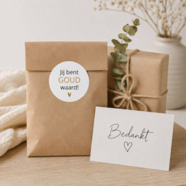 Jij bent GOUD waard! Stickers - 3,5 cm, 5 cm en 7,5 cm